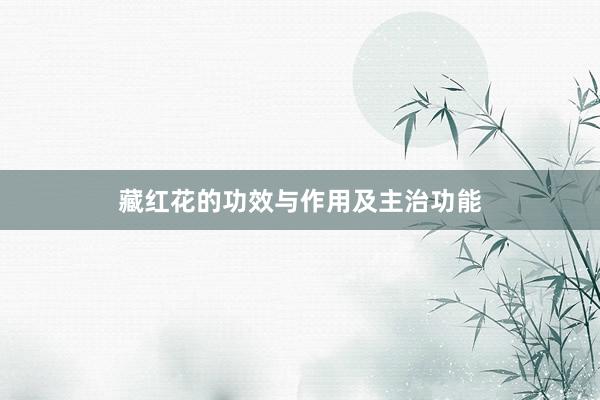 藏红花的功效与作用及主治功能
