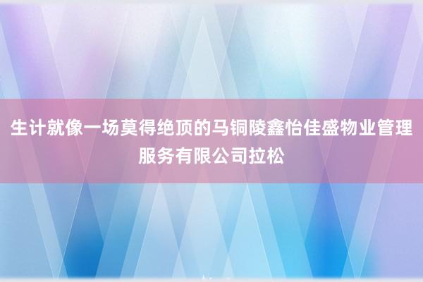 生计就像一场莫得绝顶的马铜陵鑫怡佳盛物业管理服务有限公司拉松
